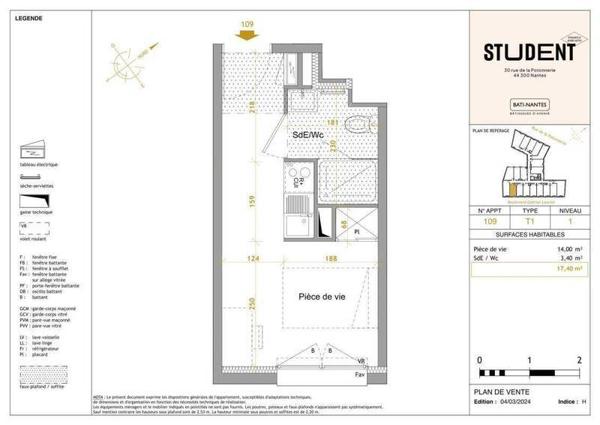 Appartement 1 pièce - 44300 Nantes -  Perverie
