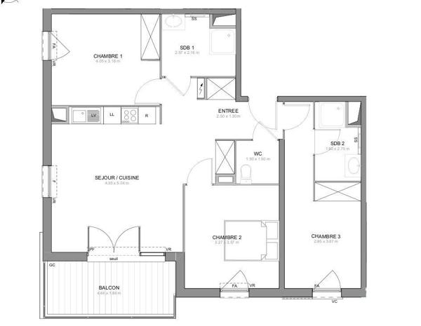 Appartement à vendre 4 pièces 79 m² Draguignan