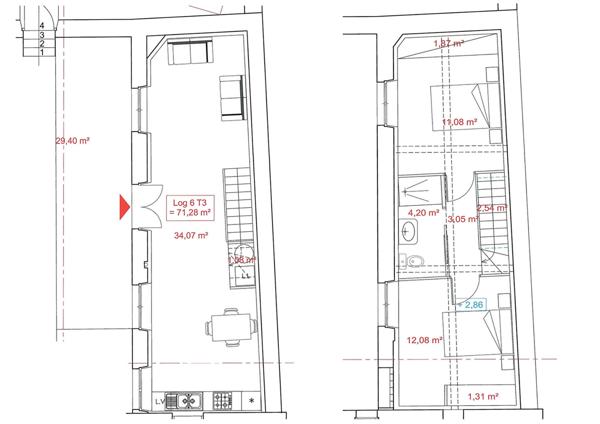 Appartement à vendre T3 RDC, 71m², jardin et parkings, centre Villefranche de Lauragais