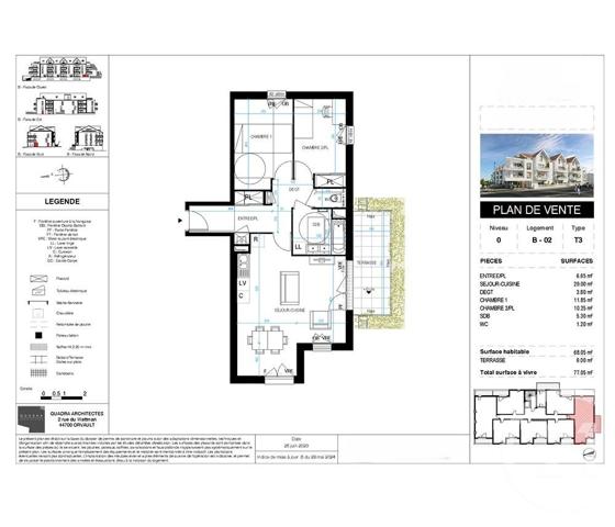 Appartement T3 à vendre  3 pièces - 68,05 m2 PORNIC - 44