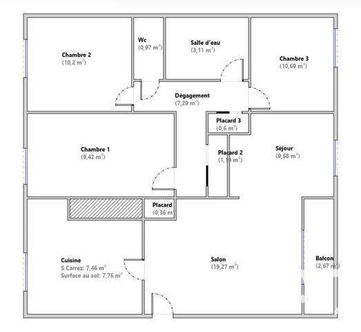 Appartement à vendre 4 pièces 80,24 m² Vitry-sur-Seine