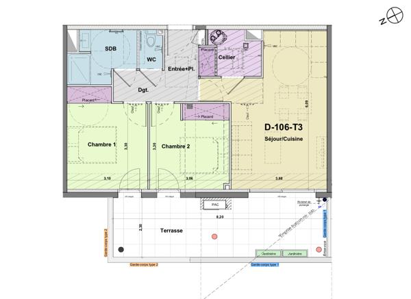 Appartement 3 pièces 58.2 m2