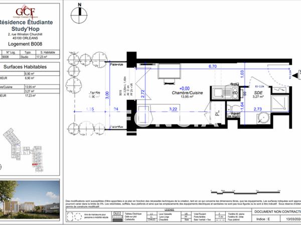 Location Studio meublé 17.23 m² - STUDY'HOP Orleans 45100