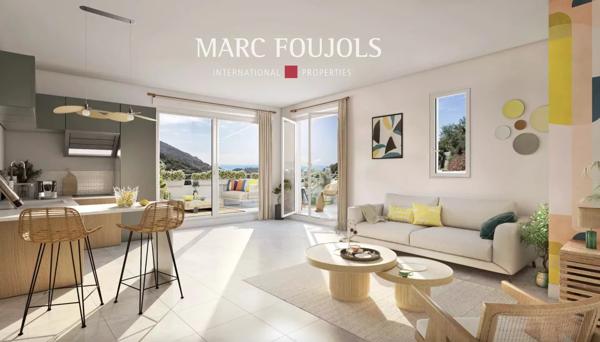 3 pièces neuf avec vue mer, balcon et parking, situé sur les hauteurs de Menton
