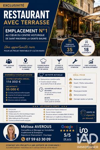 Restaurant à vendre 50 m² Saint-Maximin-la-Sainte-Baume