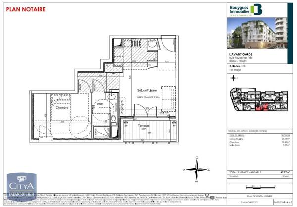 Location appartement 2 pièces de 42.97m²