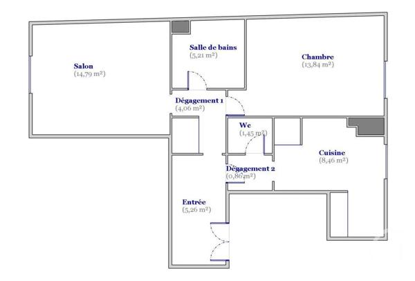 Appartement F2 à vendre  2 pièces - 53,93 m 2   COLOMBES  - 92