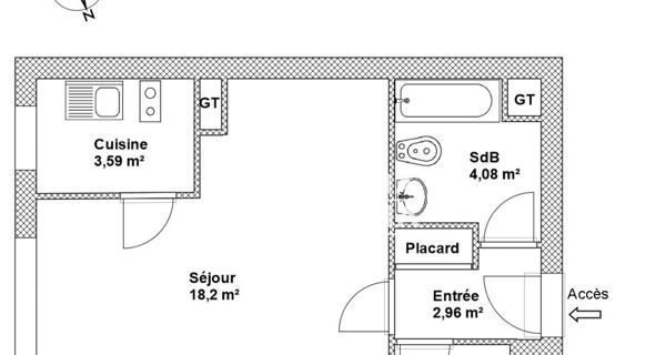 À vendre Studio 30 m² - Paris 75018