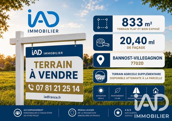 Terrain à vendre 833 m² Bannost-Villegagnon