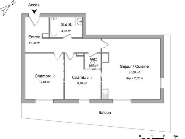 Location Appartement 3 pièces 64.58 m² - ZAC MOULIN A VENT Cergy 95800