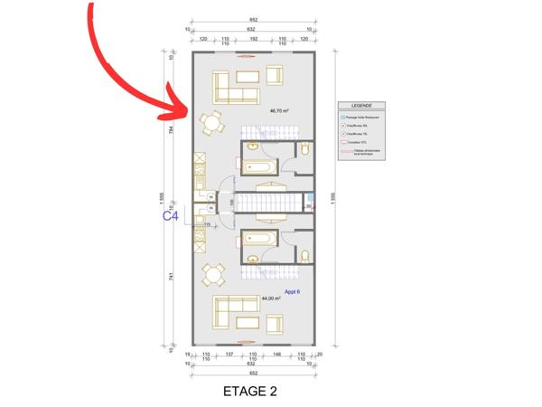 Appartement à SAINT-GENGOUX-LE-NATIONAL, 71460 - 2 pièces 47m²