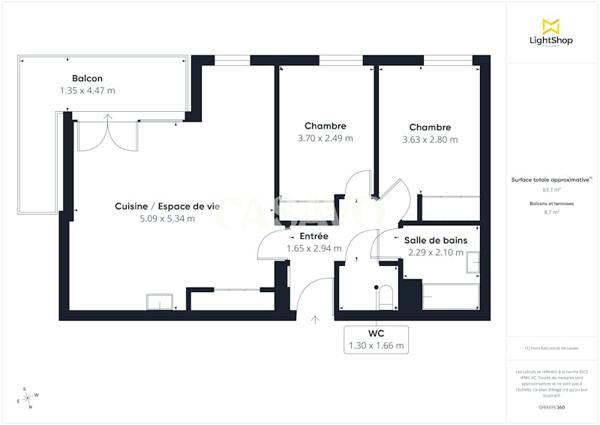Vente Appartement 3 pièces de 64m² - 95130 Franconville