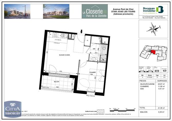 Appartement à louer 2 pièces 41.3m²