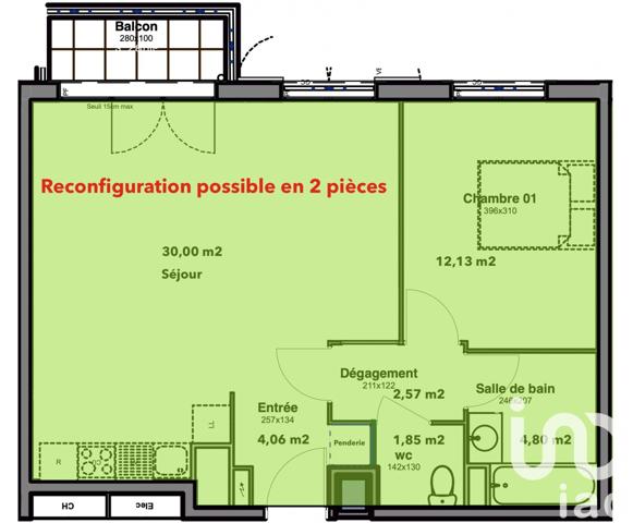 Appartement 3 pièces de 55 m² à Villiers-sur-Marne (94350)
