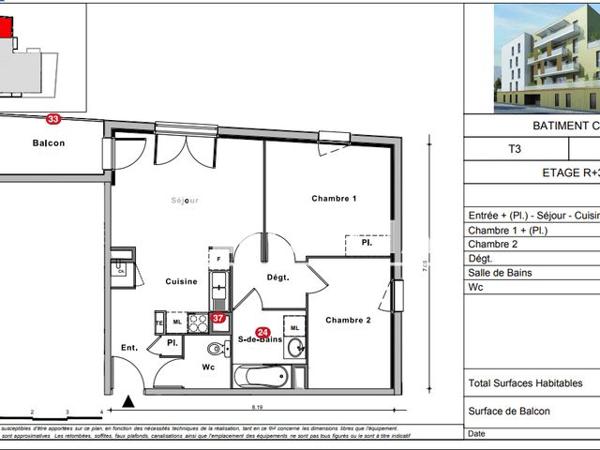 Location Appartement 3 pièces 55.6 m² - 11 RUE ALSACE LORRAINE Le Petit-quevilly 76140