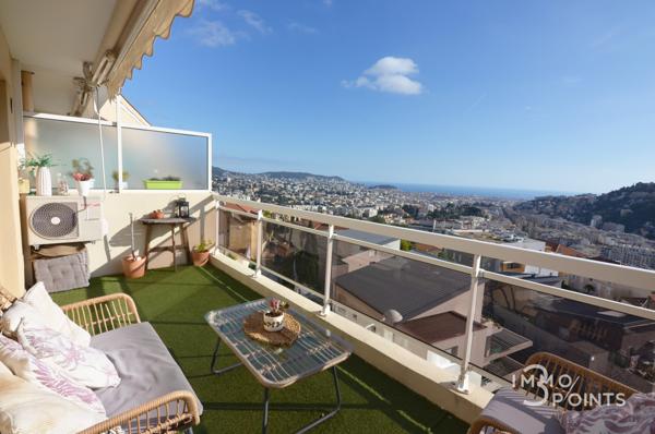 Nice (06100) NICE NORD / Superbe T3 d'environ 65m² + terrasse profonde, traversant avec VUE MER panoramique