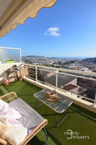 Nice (06100) NICE NORD / Superbe T3 d'environ 65m² + terrasse profonde, traversant avec VUE MER panoramique