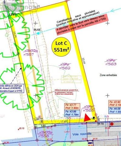 Terrain à Batir à vendre à Châteaubourg en Ille-et-Vilaine (35220), ref : lot C