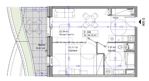 Appartement Aix Les Bains 2 pièce(s) 44 m2