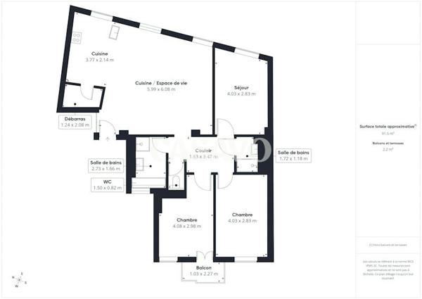 Vente Appartement 4 pièces de 89m² - 67000 Strasbourg