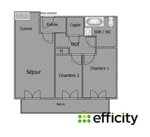Appartement 3 pièces - 58 m²