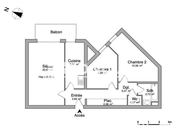 Location Appartement 3 pièces 63.61 m² - 2 TER DE BETHMANN Bordeaux 33000