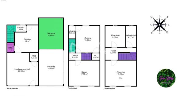Immeuble Piennes 127 m2 local commercial et appartement F3 en duplex