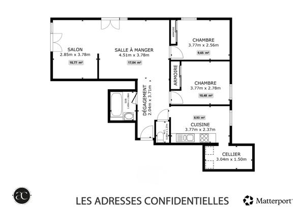 Tassin centre – Beau 3 pièces de 72 m² au calme avec balcon Sud/Ouest et garage