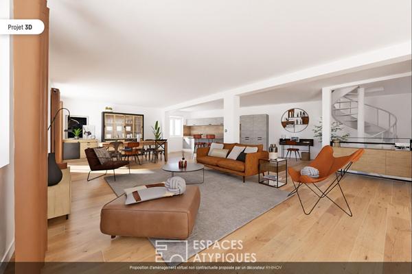 Loft avec terrasse et garage à réhabiliter