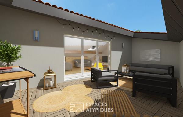 Loft avec terrasse et garage à réhabiliter