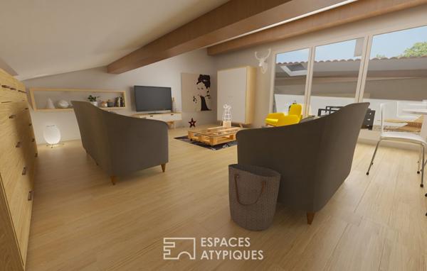 Loft avec terrasse et garage à réhabiliter