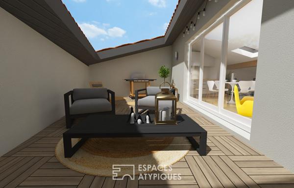 Loft avec terrasse et garage à réhabiliter