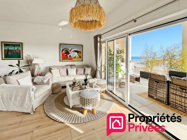 Villeneuve-Loubet  3 pièces en dernier étage, terrasse, vue mer & montagnes