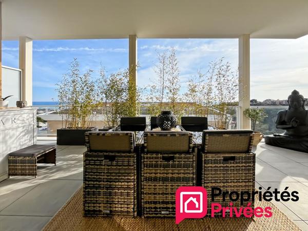 Villeneuve-Loubet  3 pièces en dernier étage, terrasse, vue mer & montagnes