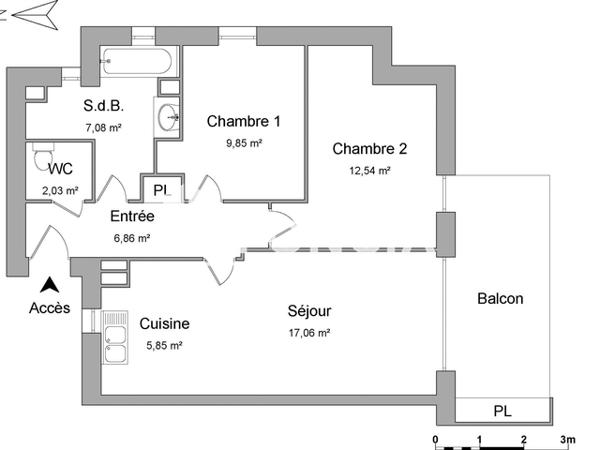 Location Appartement 3 pièces 61.27 m² - 1 RUE PAUL EMILE VICTOR Vendenheim 67550