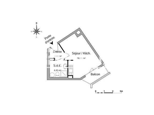 Location Studio 23.5 m² - 23 RUE DE LA BRASSERIE GRUBER Melun 77000