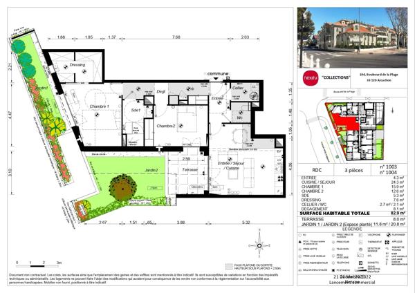 T3 neuf avec terrasse et jardin privatif à Arcachon
