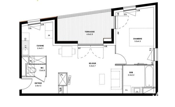 Appartement (neuf) à vendre 2 pièces 47 m² Montpellier
