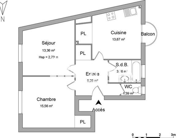 Location Appartement 2 pièces 57.67 m² - 7 RUE DES PERRIERES Nantes 44000