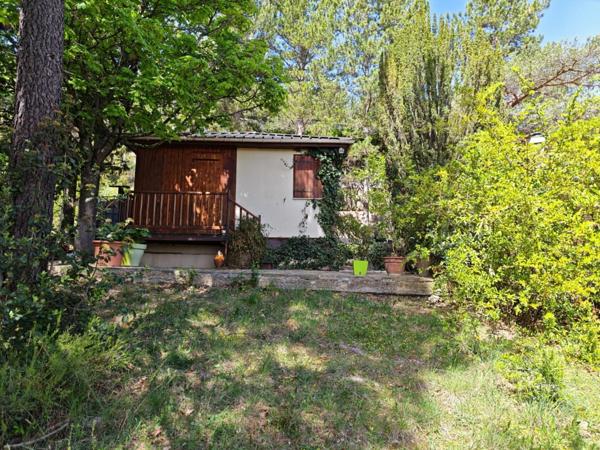 Plain-pied, jardin arboré, chalet bois indépendant