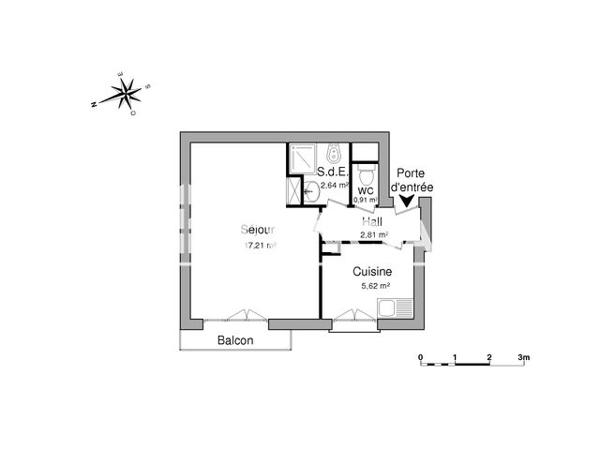 Location Studio 29.19 m² - 147 RUE BASSE Caen 14000