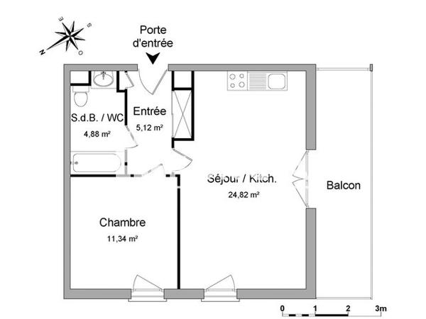 Location Appartement 2 pièces 46.16 m² - 12 RUE DU PLATEAU DES GLIERES Saint-etienne 42100