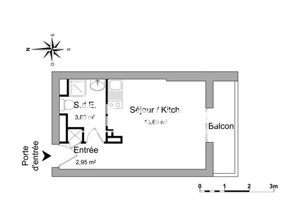 Location Studio 20.43 m² - 1 RUE MARCEL PAGNOL Saint Martin D'heres 38400
