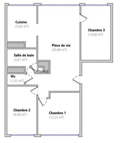 Appartement Nancy 4 pièce(s) 71.93 m2- rénové - vue exceptionnelle- Cure d'Air