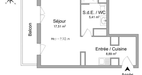 Location Studio 31.81 m² - Paris 75017