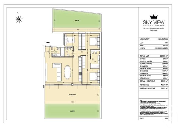 Appartement F4 à vendre  4 pièces - 95,33 m2 CAP D AIL - 06