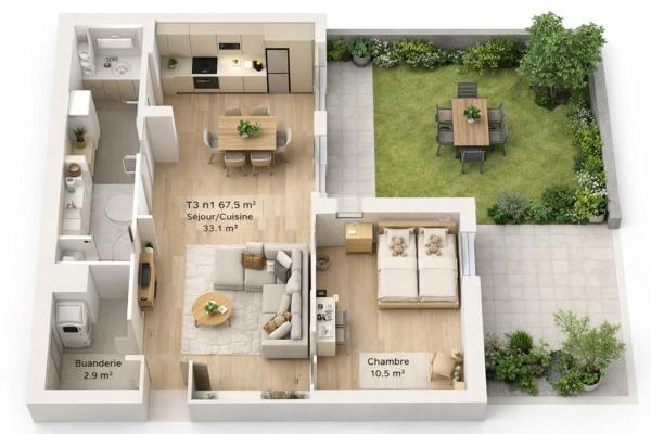 Appartement  3 pièce(s) 67 m2