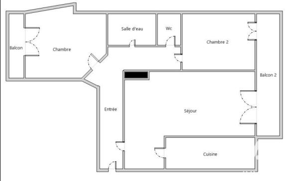Location appartement 3 pièces 53,01 m² Paris 17