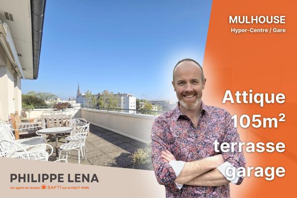 Bel attique 105m², 2 chambres, hyper-centre / gare