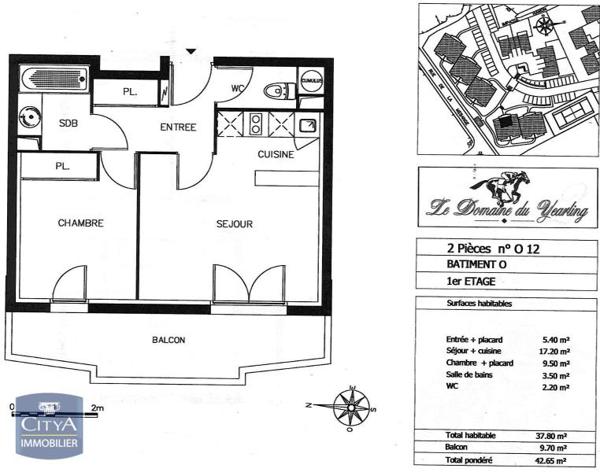 Appartement à louer 2 pièces 36.62m²